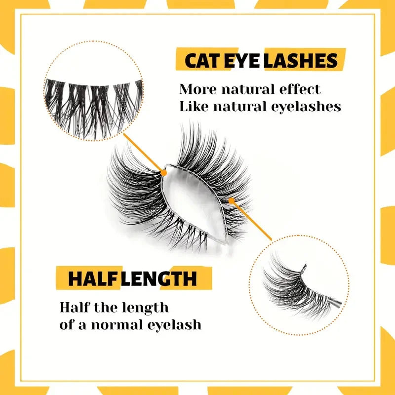 10 Pairs Elegant Faux False Eyelashes, Wispy Cat Eye Design for Natural Fluffiness - Perfect for Everyday Glamour